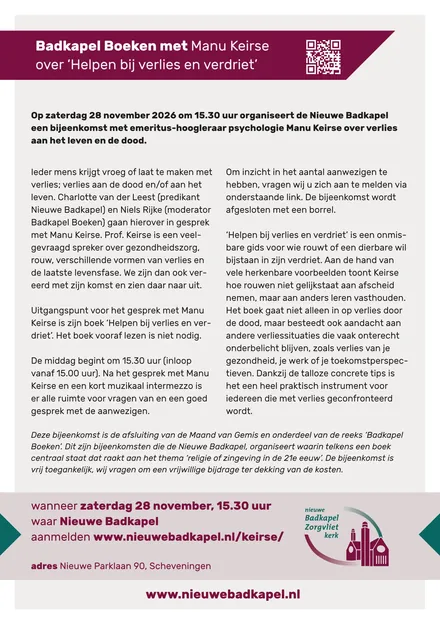 Achterkant van de flyer, met de tekst over de middag en de praktische gegevens